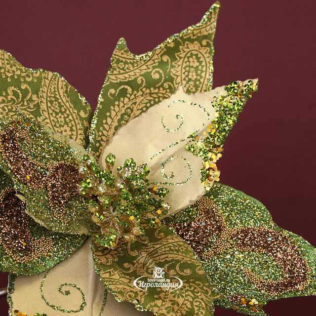 Искусственная пуансеттия Sophia 29 см, клипса Winter Deco