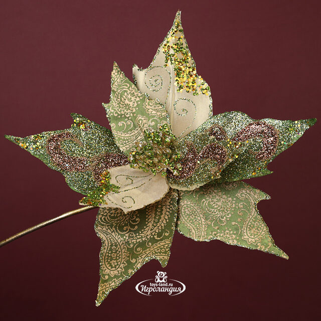 Искусственная пуансеттия Sophia 29 см, клипса Winter Deco