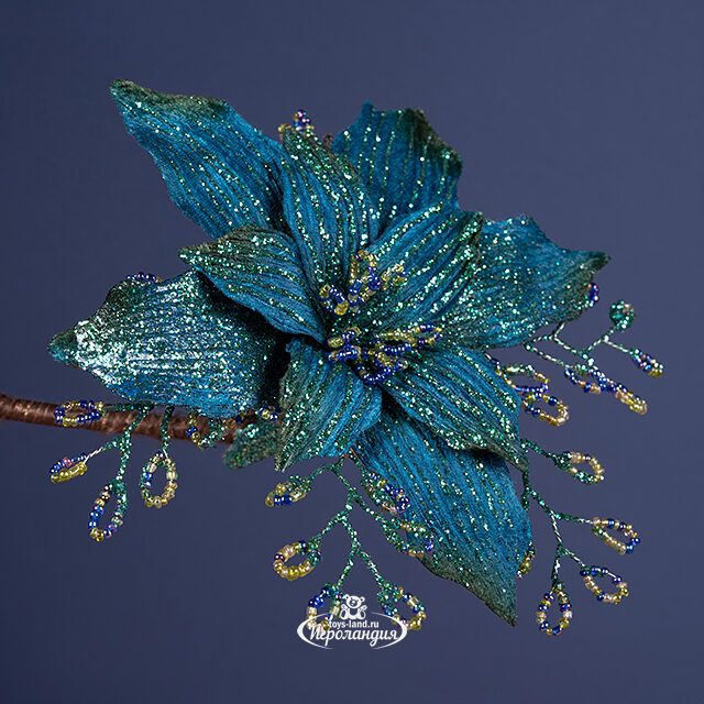 Искусственная пуансеттия Элиза 16 см, клипса Winter Deco