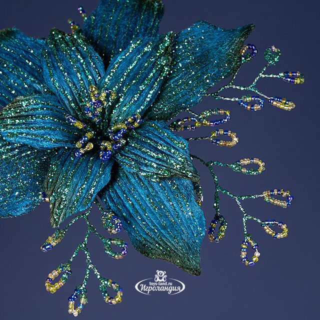 Искусственная пуансеттия Элиза 16 см, клипса Winter Deco