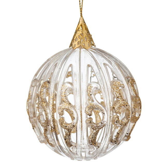 Елочный шар Ле Манифик 9 см прозрачный с золотым Forest Market