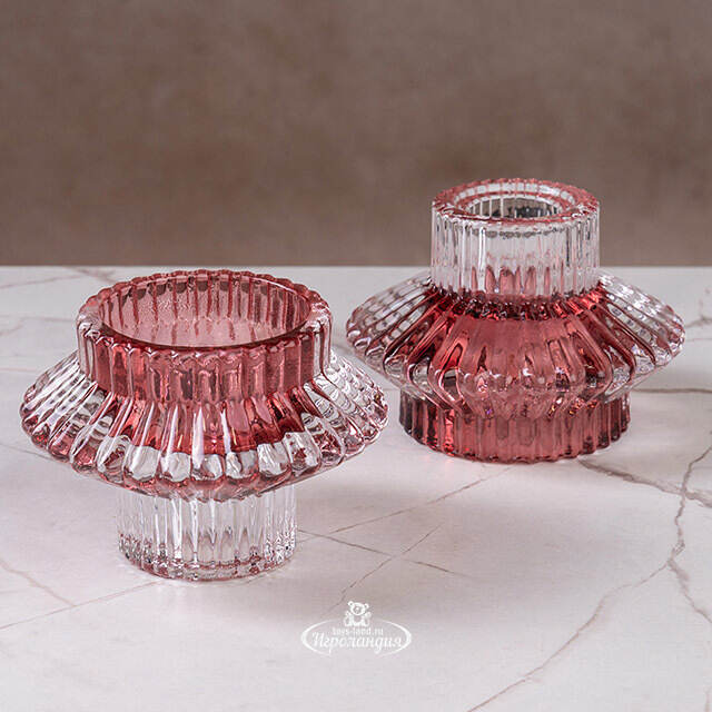 Стеклянный подсвечник Prezioso Rose 6 см, двусторонний Boltze