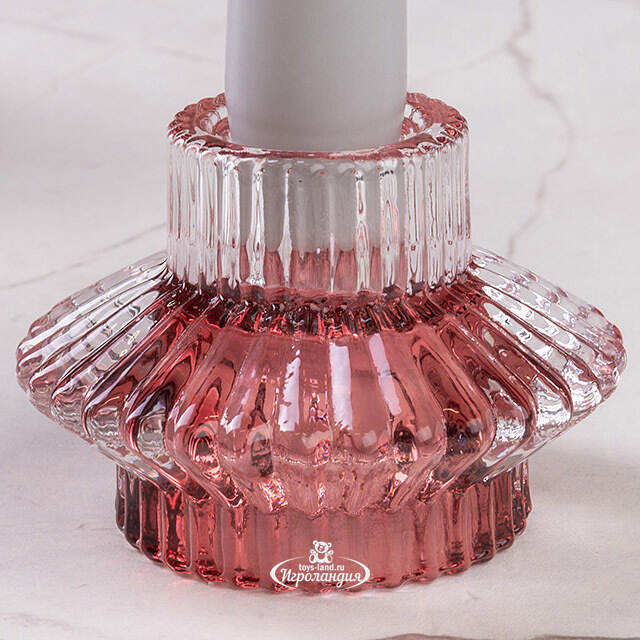 Стеклянный подсвечник Prezioso Rose 6 см, двусторонний Boltze