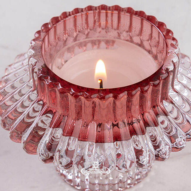 Стеклянный подсвечник Prezioso Rose 6 см, двусторонний Boltze