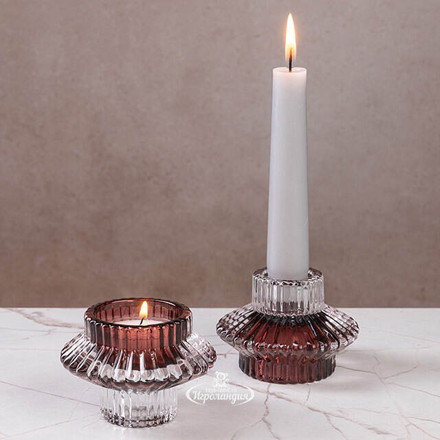 Стеклянный подсвечник Prezioso Marsala 6 см, двусторонний Boltze