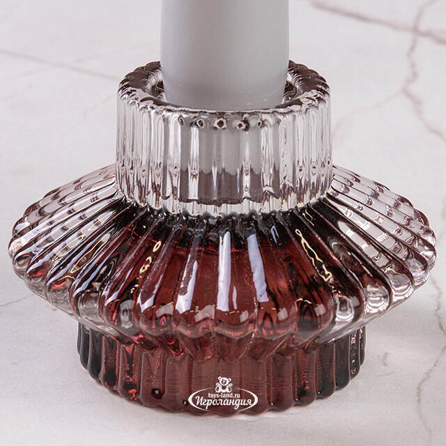 Стеклянный подсвечник Prezioso Marsala 6 см, двусторонний Boltze