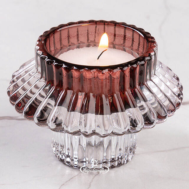 Стеклянный подсвечник Prezioso Marsala 6 см, двусторонний Boltze