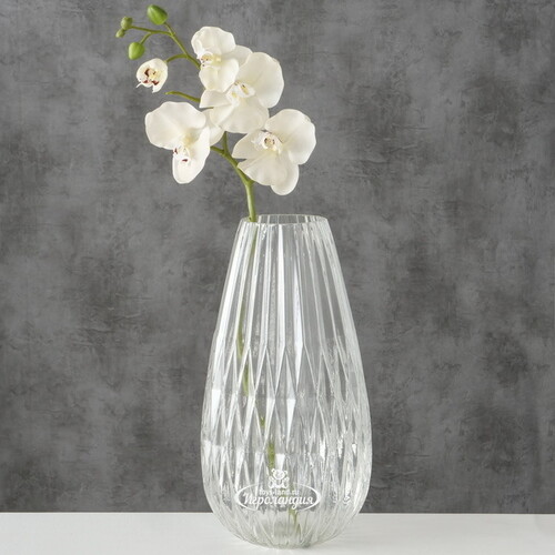 Стеклянная ваза Валетта 37 см, прозрачная Boltze