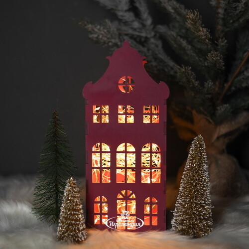 Домик с подсветкой Амстердам 27 см сливовый Christmas Apple