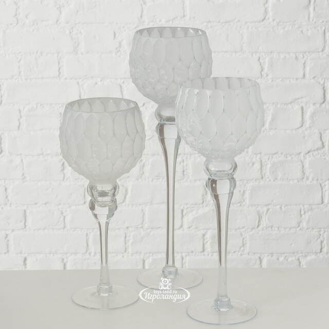 Набор стеклянных подсвечников - бокалов Тенвальд 30-40 см, 3 шт Boltze