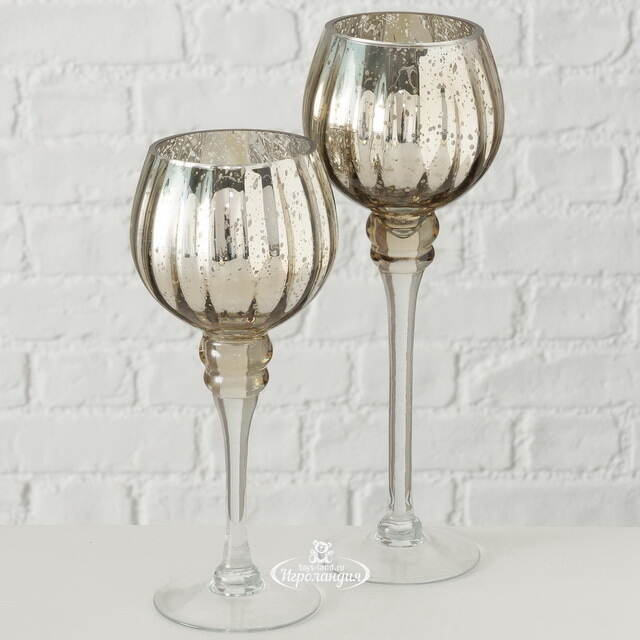 Набор стеклянных подсвечников - бокалов Mulhouse 30 см шампань, 2 шт Boltze