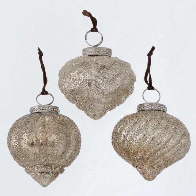 Набор стеклянных елочных игрушек Florencio Loconte 7 см, 3 шт, подвеска Boltze