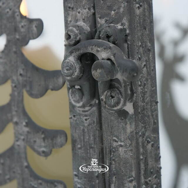 Набор подсвечников-домиков Олени в Лесу 16-27 см серый, 2 шт Boltze