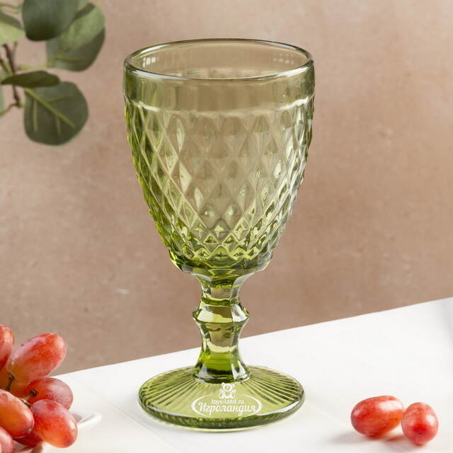 Бокал для вина Шатель 17 см зеленый, стекло Boltze