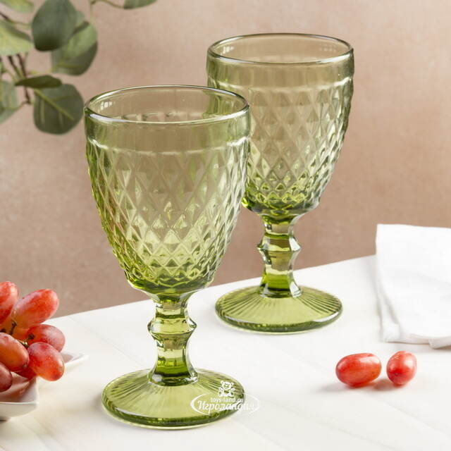 Бокал для вина Шатель 17 см зеленый, стекло Boltze