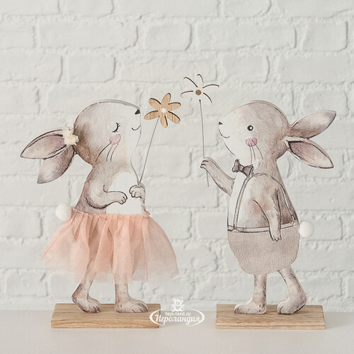 Набор декоративных фигурок Крольчата Розейла и Пауло 25 см, 2 шт Boltze