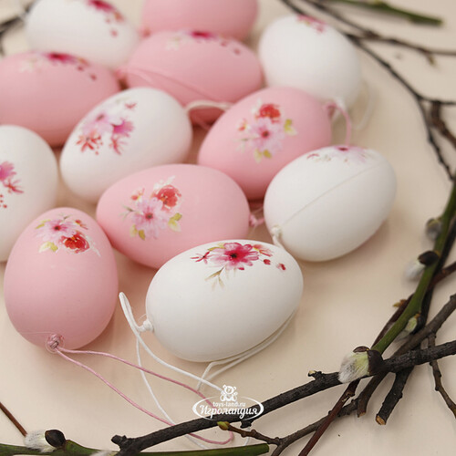 Декоративные украшения - пасхальные яйца Rosella 6 см, 12 шт, подвеска Boltze