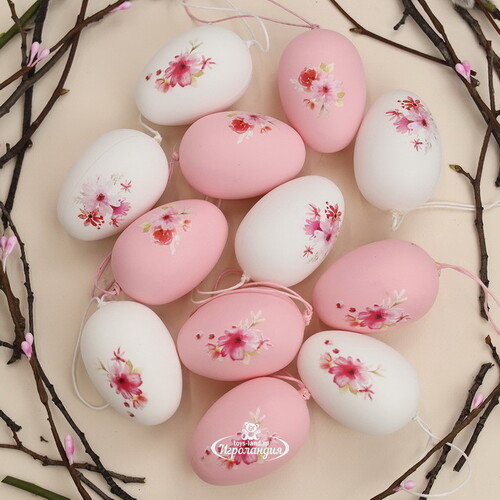 Декоративные украшения - пасхальные яйца Rosella 6 см, 12 шт, подвеска Boltze