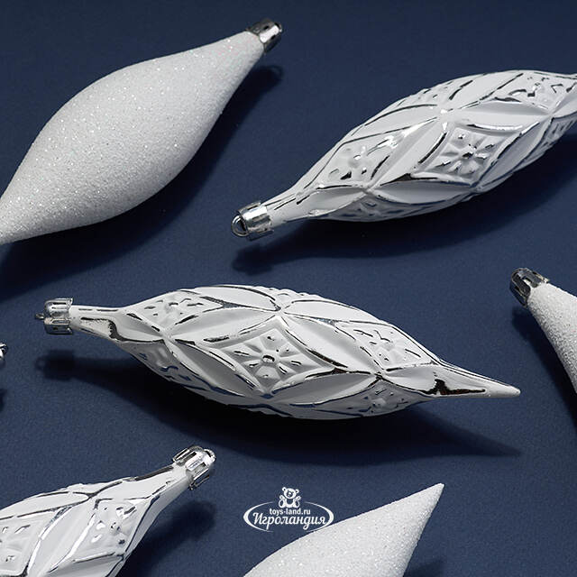 Набор елочных игрушек Сосульки Winkley 14-15 см, белые, 12 шт Winter Deco