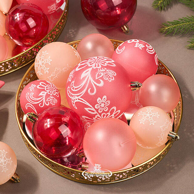 Набор елочных игрушек Pink Tenderness 5-12 см, 31 шт, подвеска Winter Deco