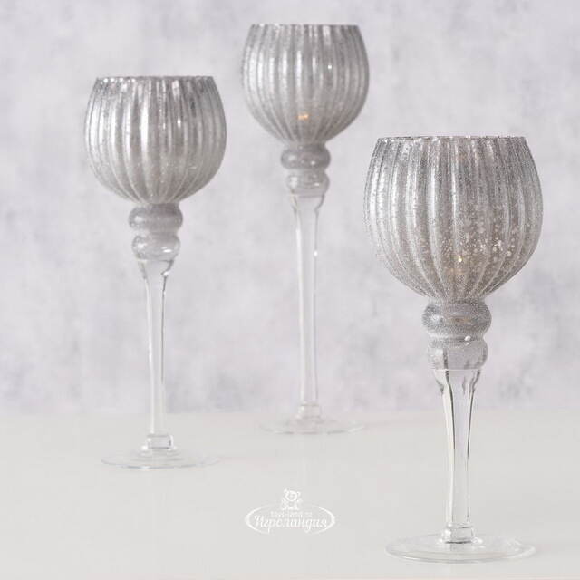 Набор стеклянных подсвечников - бокалов Альфонсо 30-40 см, 3 шт Boltze