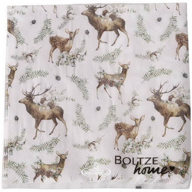 Бумажные салфетки Лесные Олени 17*17 см, 20 шт Boltze