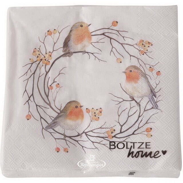 Бумажные салфетки Трио Снегирей 17*17 см, 20 шт Boltze