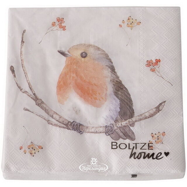 Бумажные салфетки Снегирь Робин 17*17 см, 20 шт Boltze
