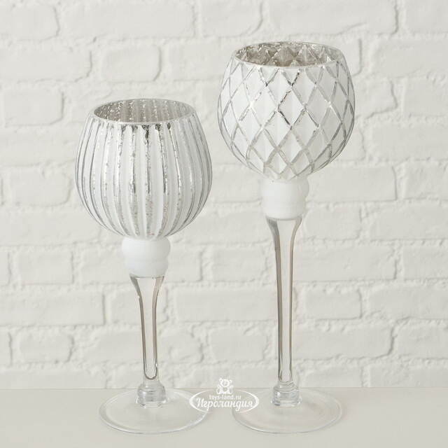 Набор стеклянных подсвечников - бокалов Versalles 25-30 см, 2 шт Boltze