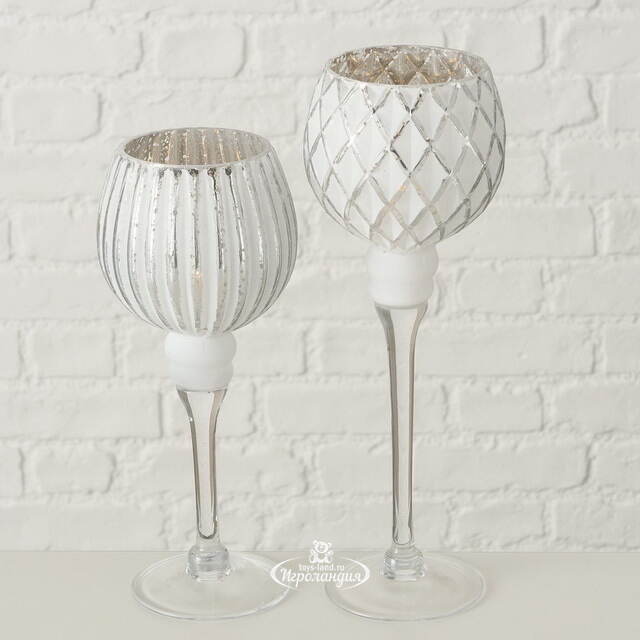 Набор стеклянных подсвечников - бокалов Versalles 25-30 см, 2 шт Boltze
