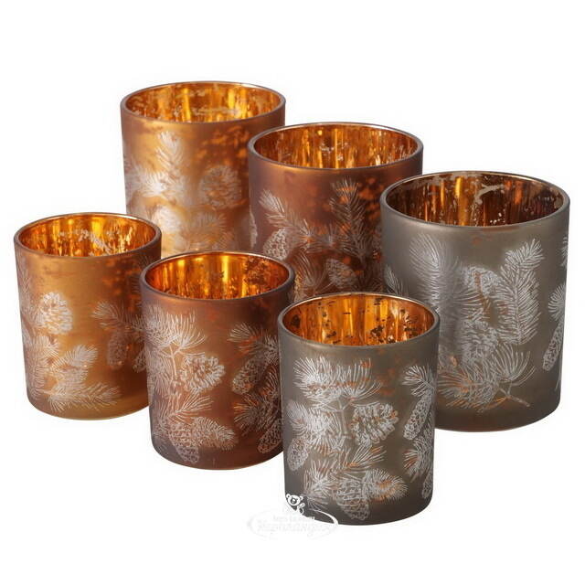 Набор стеклянных подсвечников Suerte Pigne 8-10 см, 2 шт Boltze