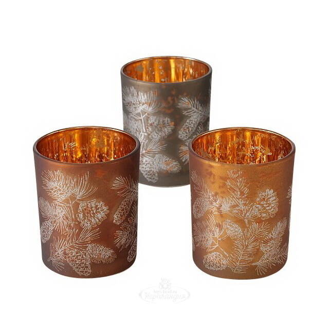 Набор стеклянных подсвечников Suerte Pigne 8-10 см, 2 шт Boltze