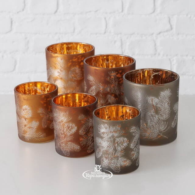 Набор стеклянных подсвечников Suerte Pigne 8-10 см, 2 шт Boltze