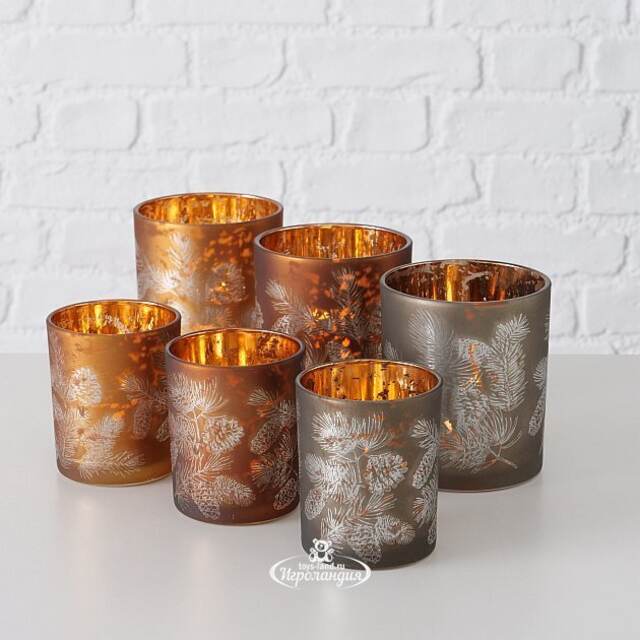 Набор стеклянных подсвечников Suerte Pigne 8-10 см, 2 шт Boltze