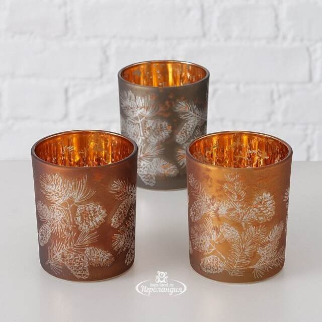 Набор стеклянных подсвечников Suerte Pigne 8-10 см, 2 шт Boltze