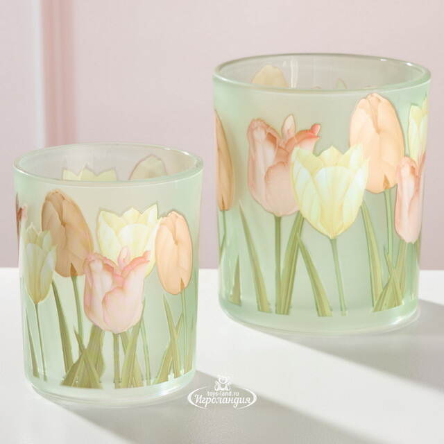 Набор стеклянных подсвечников Тюльпаны - Rincone la Piedra 8-10 см, 2 шт Boltze