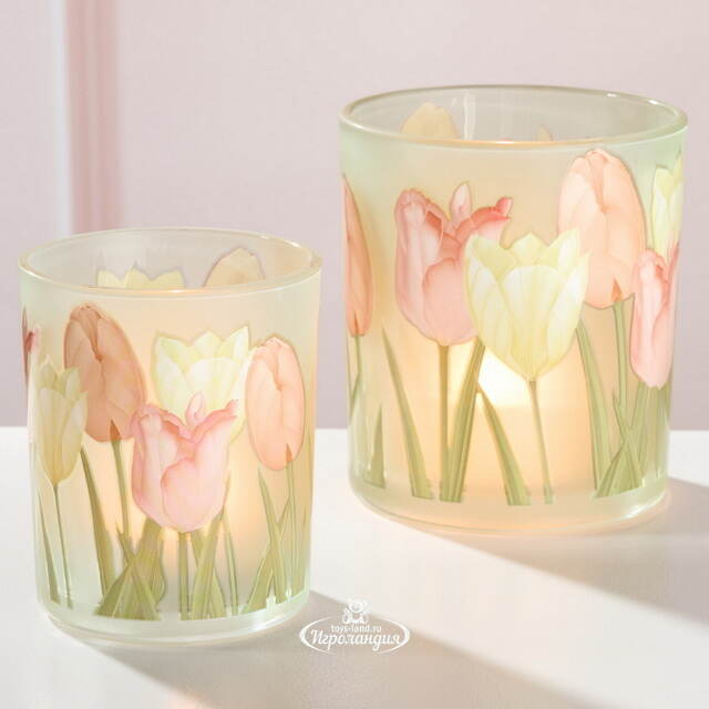 Набор стеклянных подсвечников Тюльпаны - Rincone la Piedra 8-10 см, 2 шт Boltze