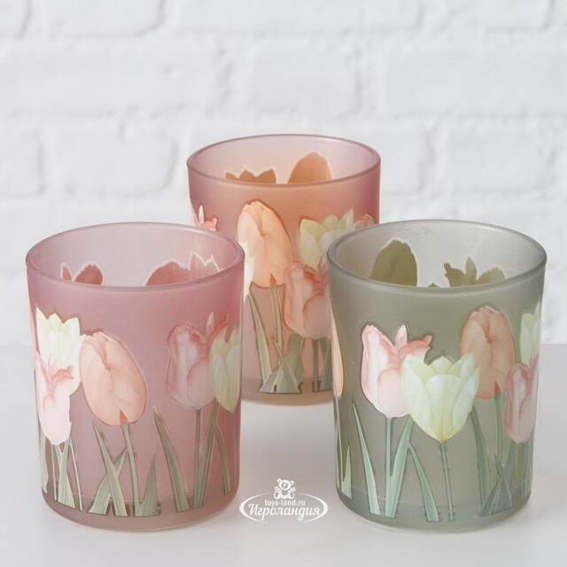 Набор стеклянных подсвечников Тюльпаны - Rincone la Piedra 8-10 см, 2 шт Boltze
