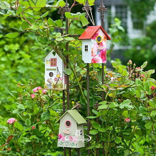 Садовое украшение Скворечник Village 25*15 см розовый Boltze
