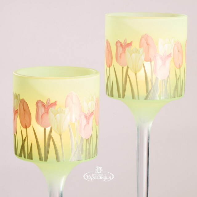 Набор стеклянных подсвечников - бокалов Тюльпаны - Rincone la Piedra 25-30 см, 2 шт Boltze