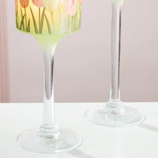 Набор стеклянных подсвечников - бокалов Тюльпаны - Rincone la Piedra 25-30 см, 2 шт Boltze