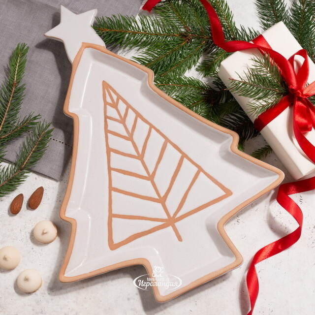 Новогодняя тарелка Елочка Кэролайн 34*26 см Boltze