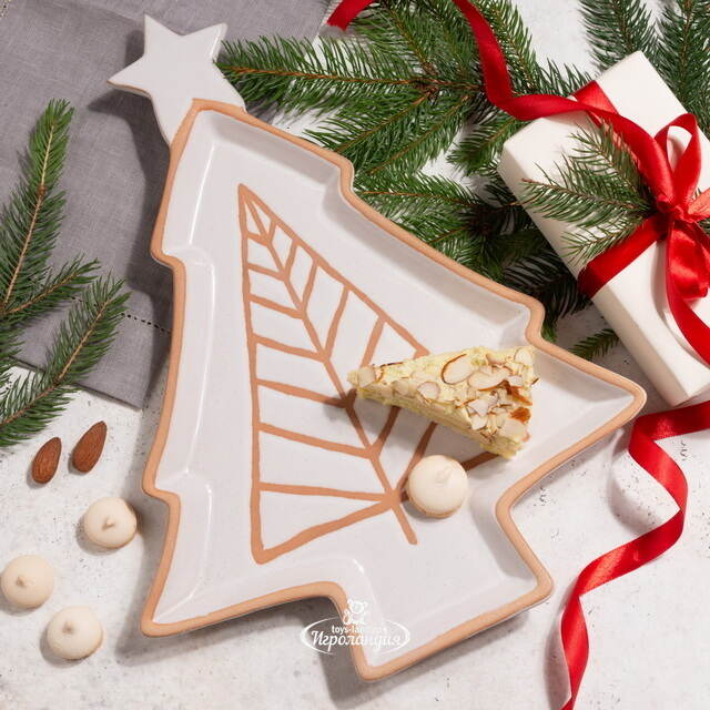 Новогодняя тарелка Елочка Кэролайн 34*26 см Boltze