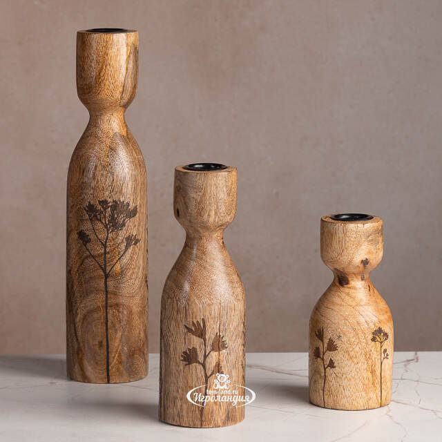 Набор деревянных подсвечников Альбаредо 13-26 см, 3 шт Boltze