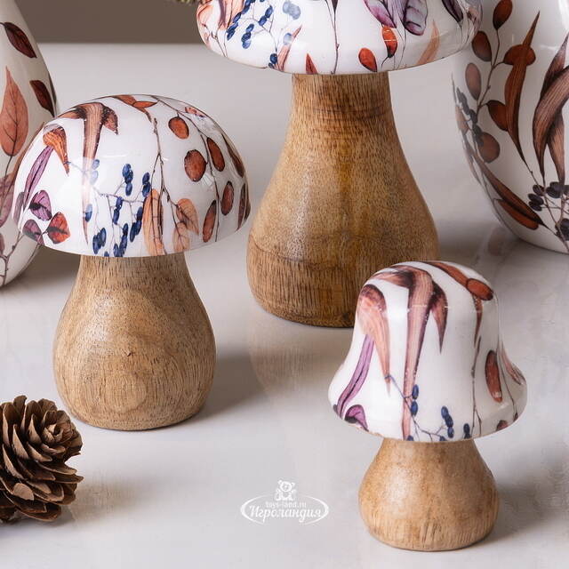 Набор декоративных фигур Грибы Rosamel 7-11 см, 3 шт Boltze