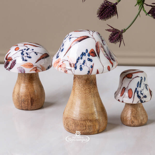 Набор декоративных фигур Грибы Rosamel 7-11 см, 3 шт Boltze