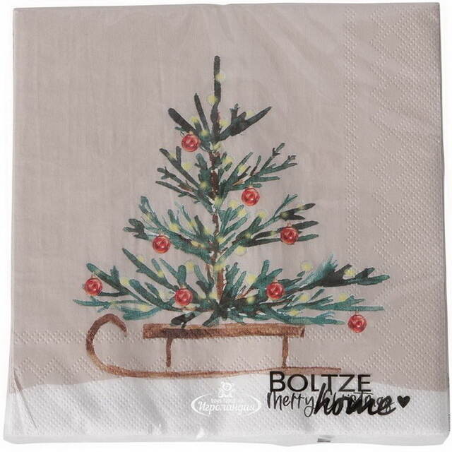 Бумажные салфетки Елочка Кристи 17*17 см бежевые, 20 шт Boltze