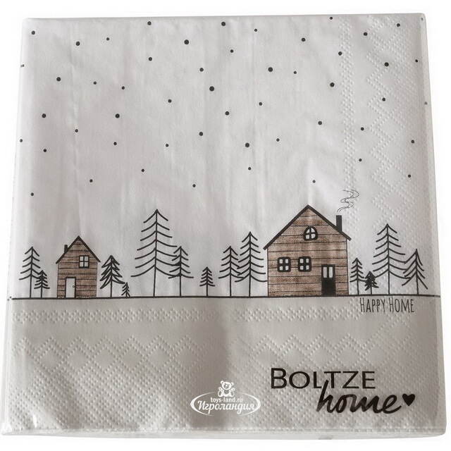 Бумажные салфетки Домики Харлема 17*17 см серые, 20 шт Boltze