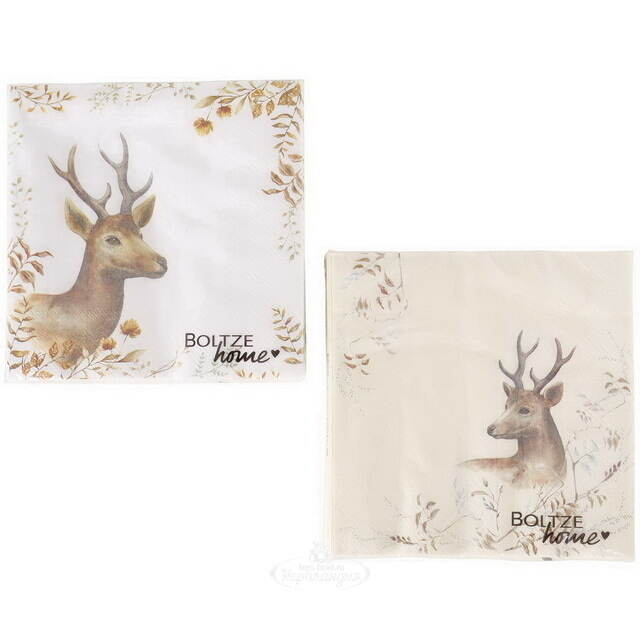 Бумажные салфетки Олень Руперт 17*17 см бежевые, 20 шт Boltze
