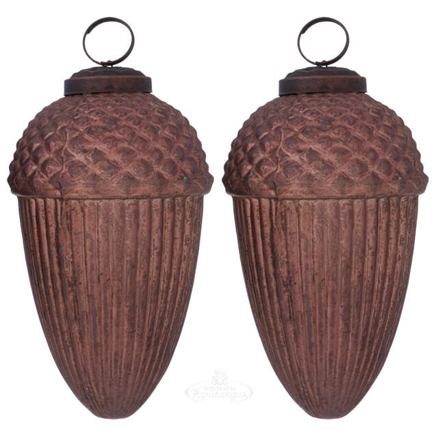 Набор стеклянных елочных игрушек Желуди Примавера 13 см, 4 шт Boltze